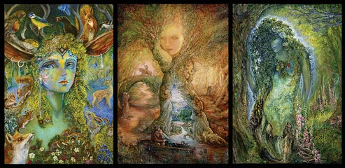 The Josephine Wall Collection - Guardian of the Forest Triptych, Eco-Friendly Self-Sealing Trifold Card