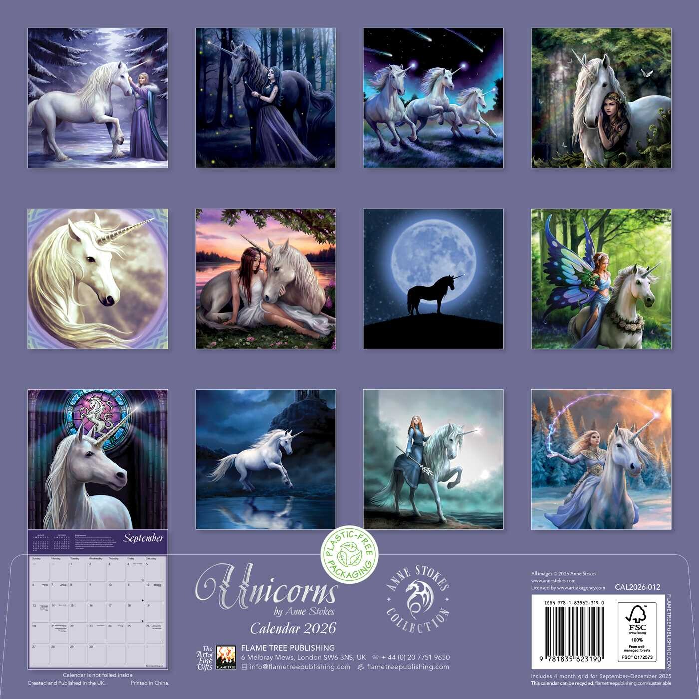 Unicorns by Anne Stokes Wall Calendar 2026 (Art Calendar)