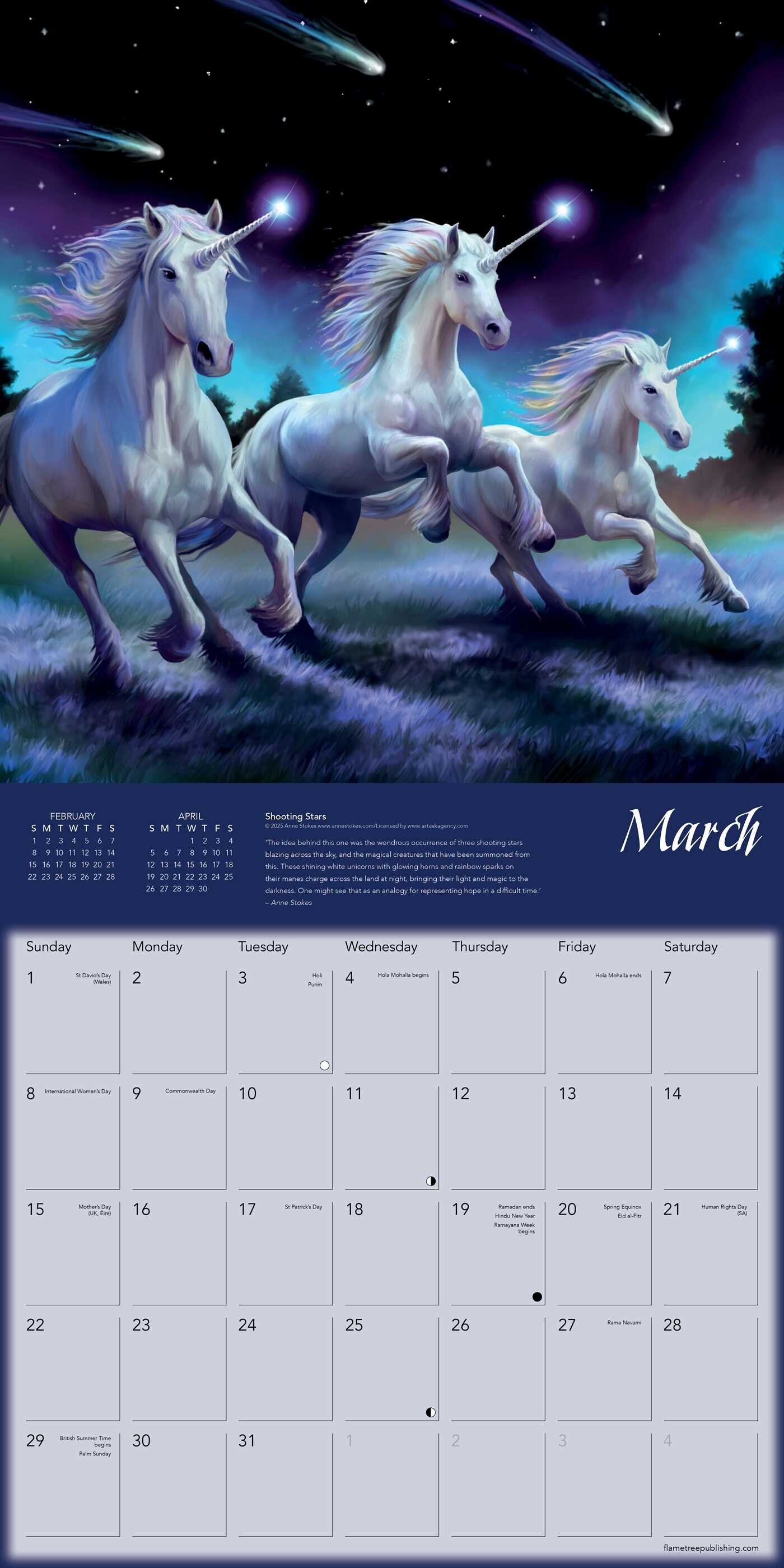 Unicorns by Anne Stokes Wall Calendar 2026 (Art Calendar)