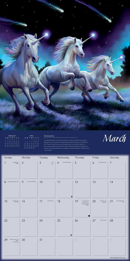 Unicorns by Anne Stokes Wall Calendar 2026 (Art Calendar)