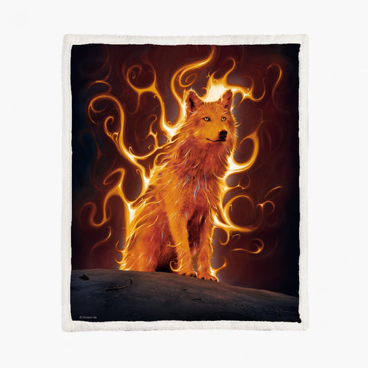 Phoenix Wolf by Vincent Hie, Fleece Blanket