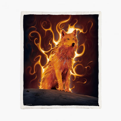 Phoenix Wolf by Vincent Hie, Fleece Blanket