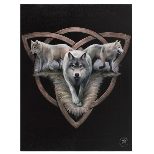 Wolf Trio af Anne Stokes, lærredstryk