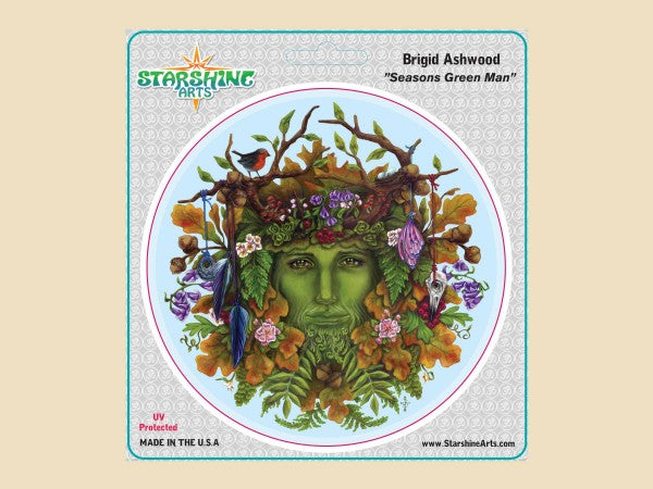 Seasons Green Man by Brigid Ashwood, Sticker