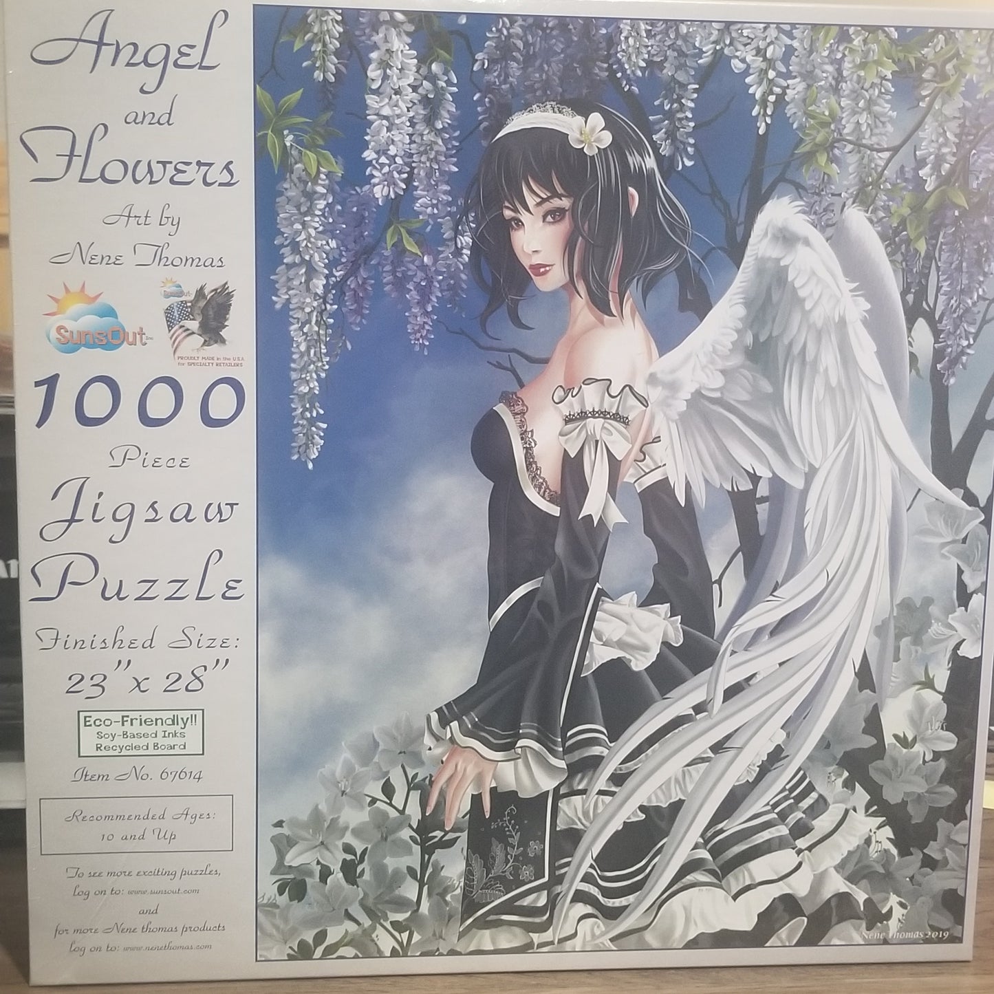 Engel en bloemen door Nene Thomas, puzzel van 1000 stukjes