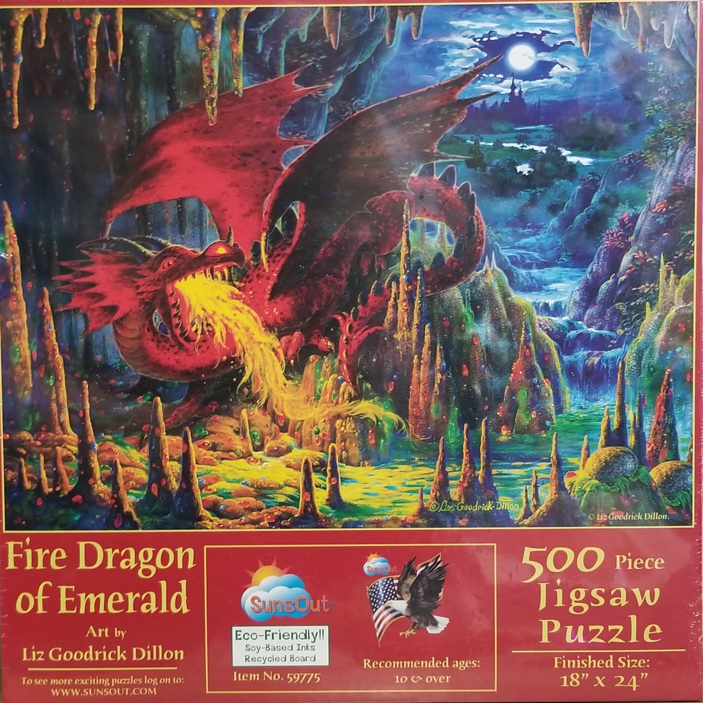 Fire Dragon of Emerald af Liz Goodrick Dillon, 500 brikker puslespil