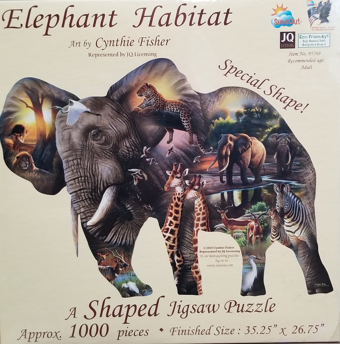 Elephant Habitat af Cynthie Fisher, 1000 brikker puslespil