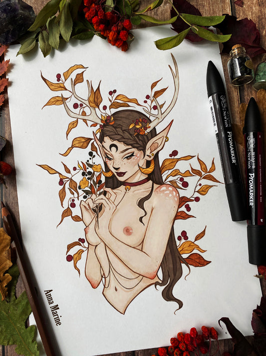 Autumn wonders (uncensored) by Anna Marine, Signed Print