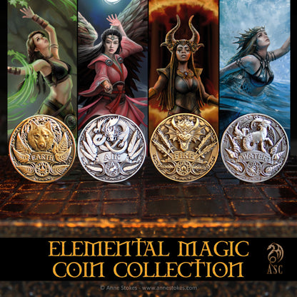 Elemental Collectible Coins by Anne Stokes