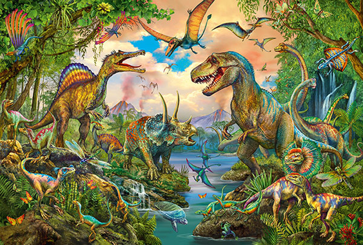 Wilde dinosaurussen van Silvia Christoph, puzzel van 150 stukjes