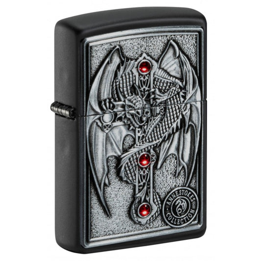 Zippo Lighter: Anne Stokes, Dragon and Cross Emblem (Gothic Guardian)