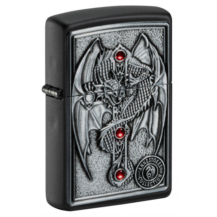 Zippo-aansteker: Anne Stokes, Dragon and Cross-embleem (Gothic Guardian)