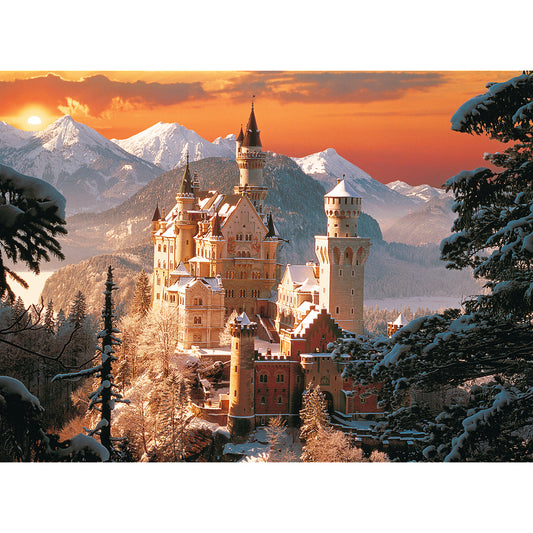Det vinterlige Neuschwanstein-slot, Tyskland af Trefl, 3000 brikker