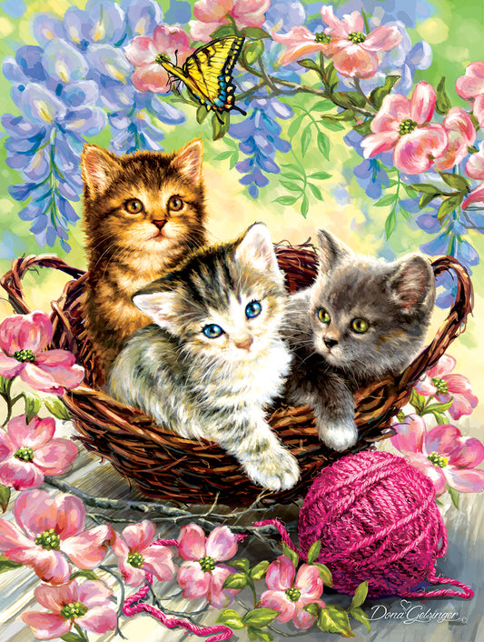 Kittens en bloemen van Dona Gelsinger, puzzel van 500 stukjes