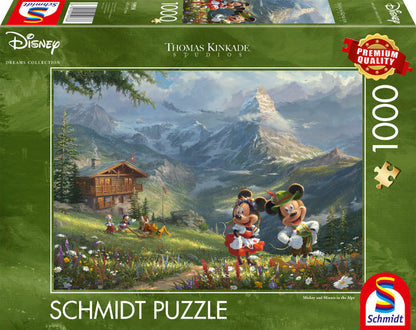 Mickey and Minnie in the Alps by Thomas Kinkade, 1000 Piece Puzzle