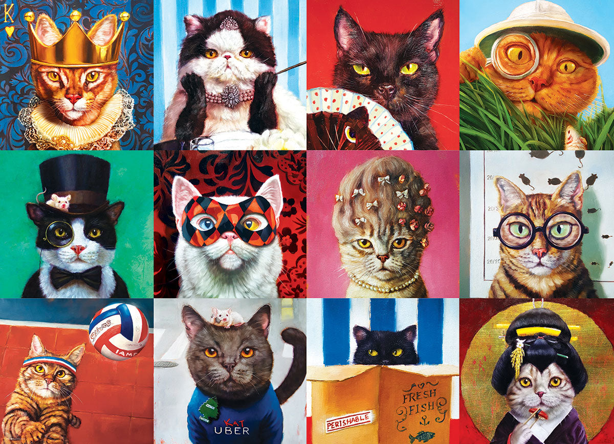 Funny Cats af Lucia Heffernan, 1000 brikker puslespil