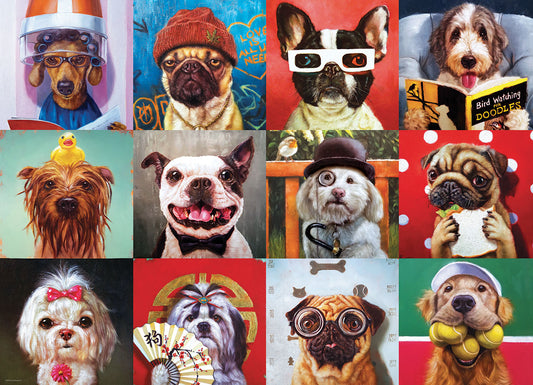 Funny Dogs af Lucia Heffernan, 1000 brikker puslespil