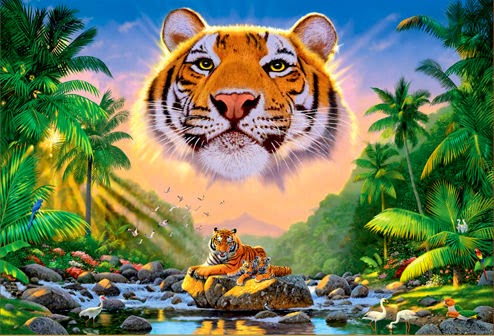 Prachtige tijger van Chris Hiett, puzzel van 6000 stukjes