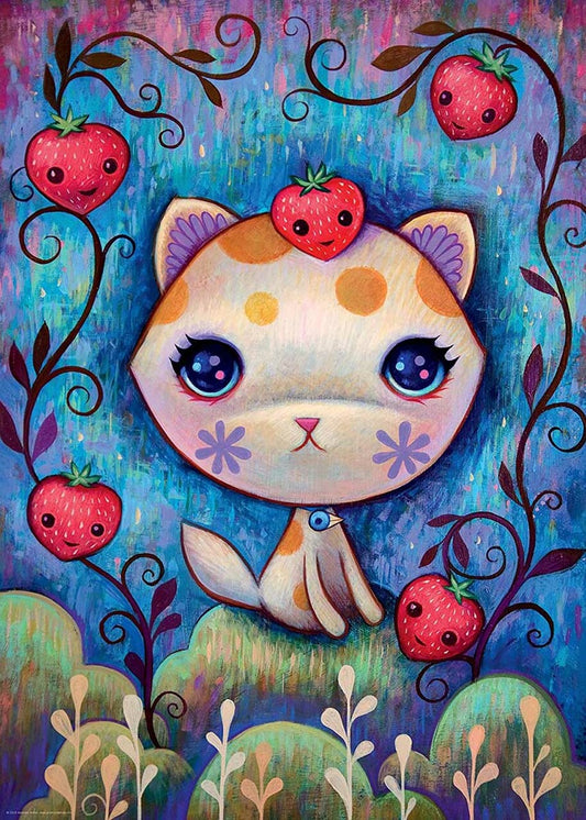 Strawberry Kitty van Jeremiah Ketner, puzzel van 1000 stukjes