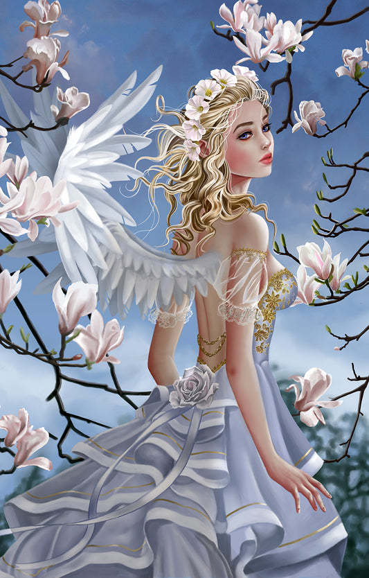 Engel en Magnolia's door Nene Thomas, puzzel van 1000 stukjes