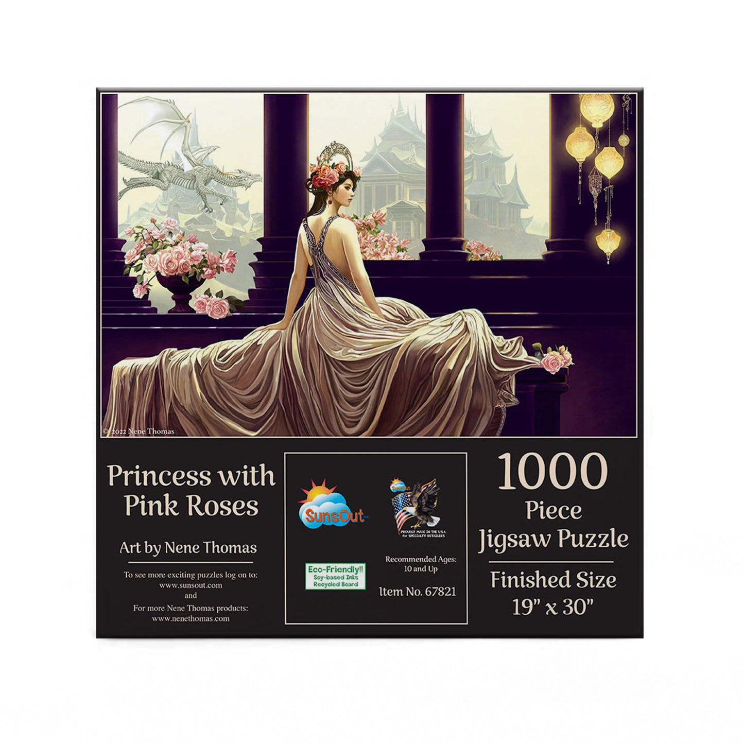 Prinsesse med lyserøde roser af Nene Thomas, 1000 brikker puslespil