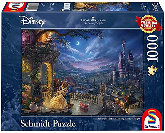 Beauty and the Beast Dancing in the Moonlight by Thomas Kinkade, 1000 Piece Puzzle