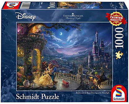 Beauty and the Beast Dancing in the Moonlight by Thomas Kinkade, 1000 Piece Puzzle