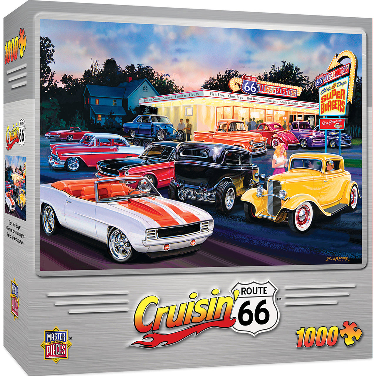 Cruisin' Route 66 Dogs &amp; Burgers - puzzel van 1000 stukjes door Bruce Kaiser