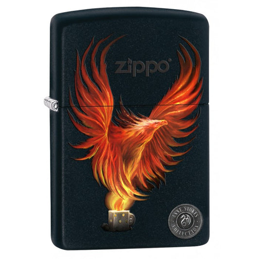 Zippo Lighter: Anne Stokes Firebird - Black Matte