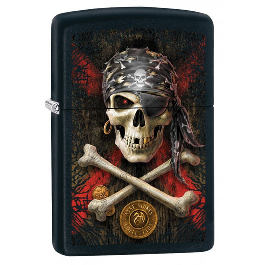 Zippo Lighter: Anne Stokes Pirate Skull - Black Matte