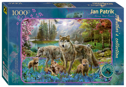 En familie af ulve i foråret af Jan Patrik, 1000 brikker puslespil