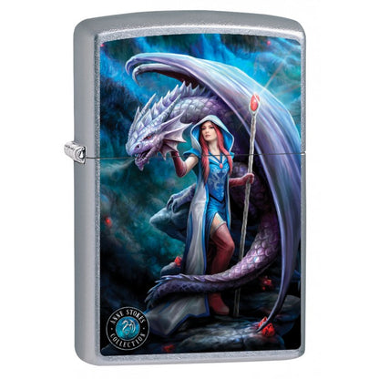 Zippo Lighter: Anne Stokes Dragon Mage - Street Chrome