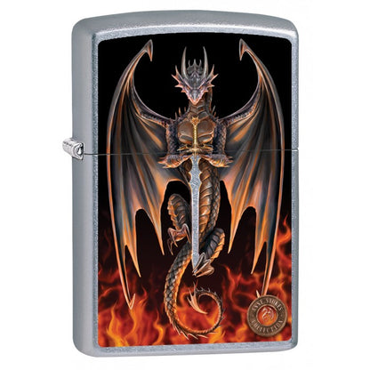 Zippo Lighter: Anne Stokes Dragon Warrior - Street Chrome