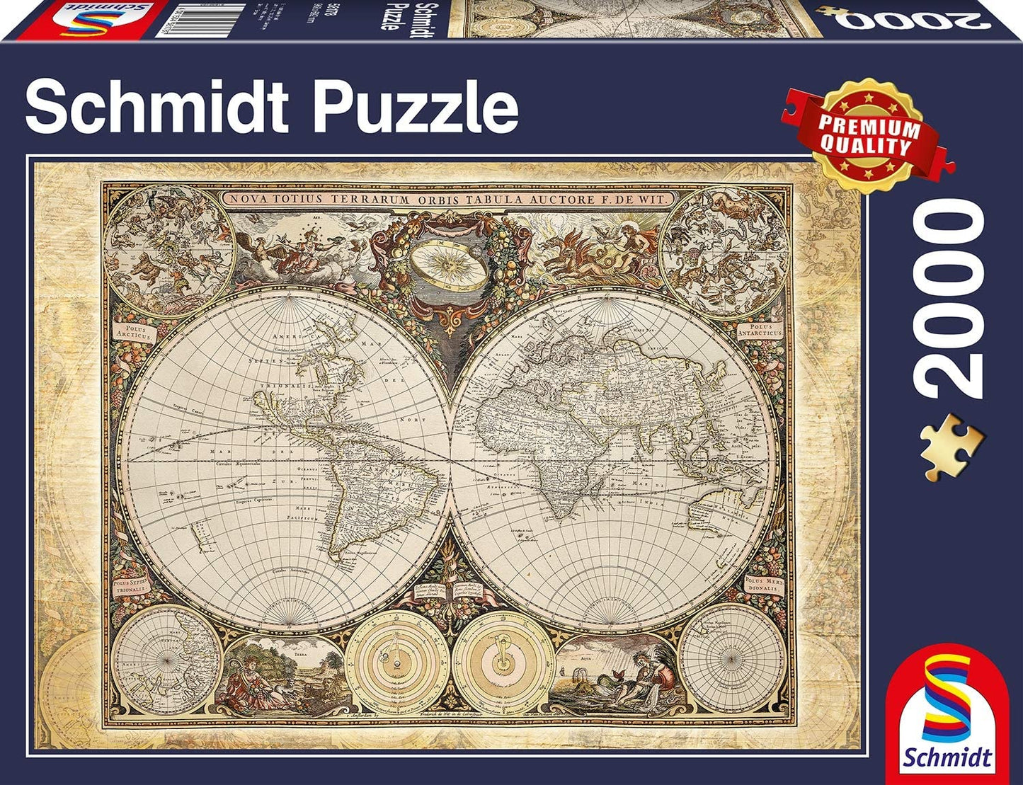 Historische wereldkaart door Schmidt Puzzles, puzzel van 2000 stukjes