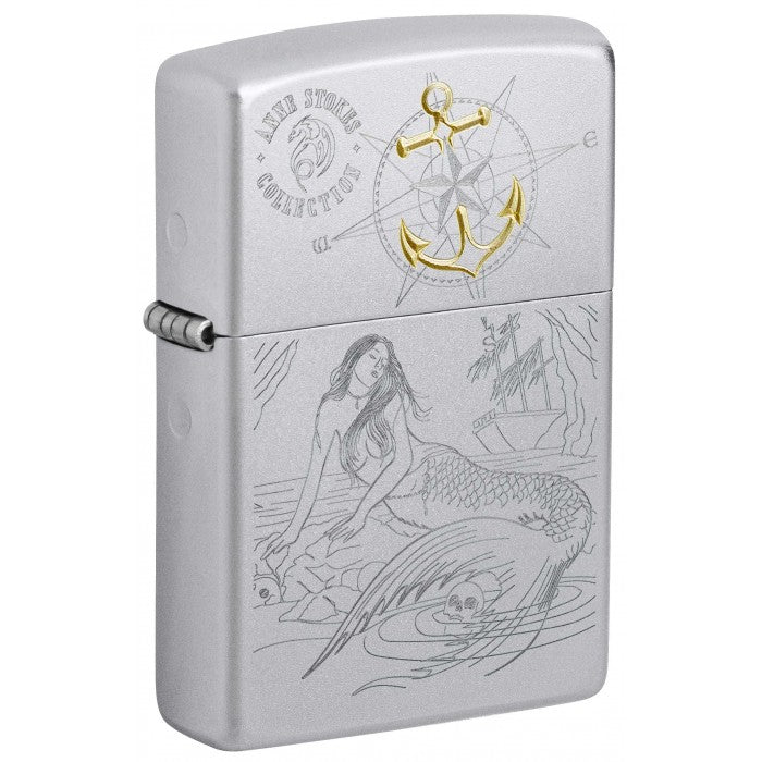 Zippo Lighter: Anne Stokes Collection, indgraveret havfrue og skib