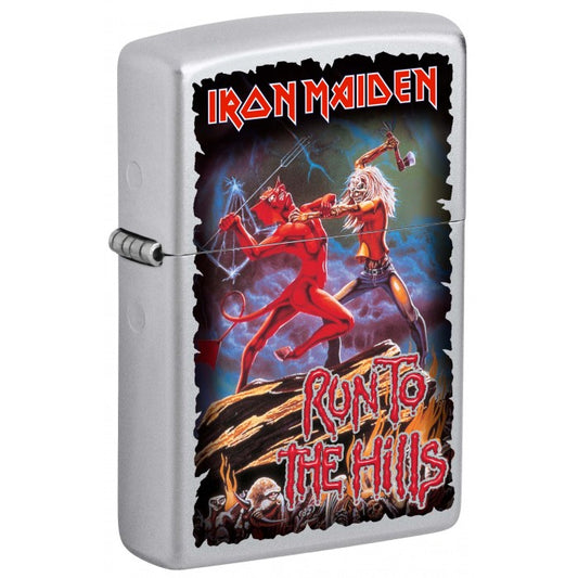 Zippo Lighter: Iron Maiden, Run To The Hills - Satin Chrome