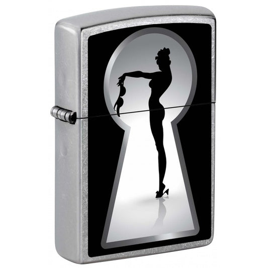 Zippo Lighter: Key Hole Sexy Pin-Up Girl i hæle - Street Chrome