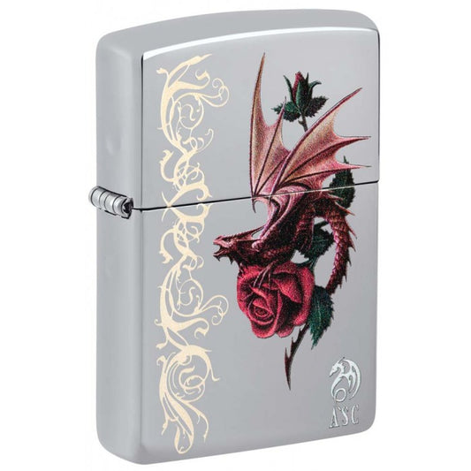 Zippo Lighter: Anne Stokes Dragon with Rose