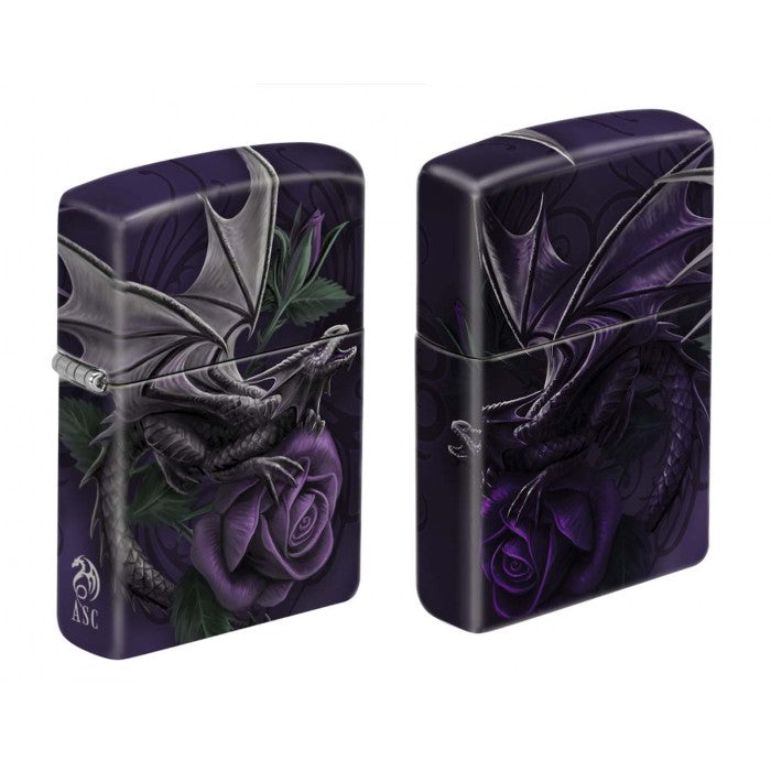 Zippo Lighter: Anne Stokes Dragon with Rose