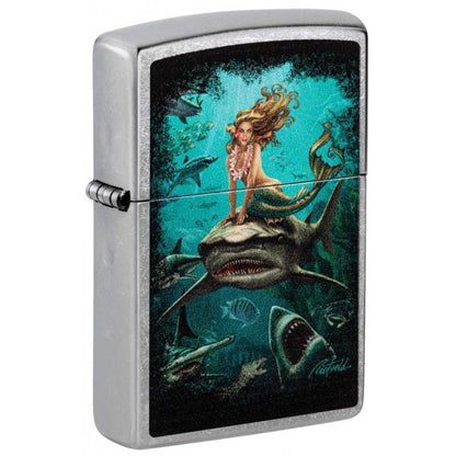 Zippo Lighter: Mermaid and Sharks by Rick Rietveld