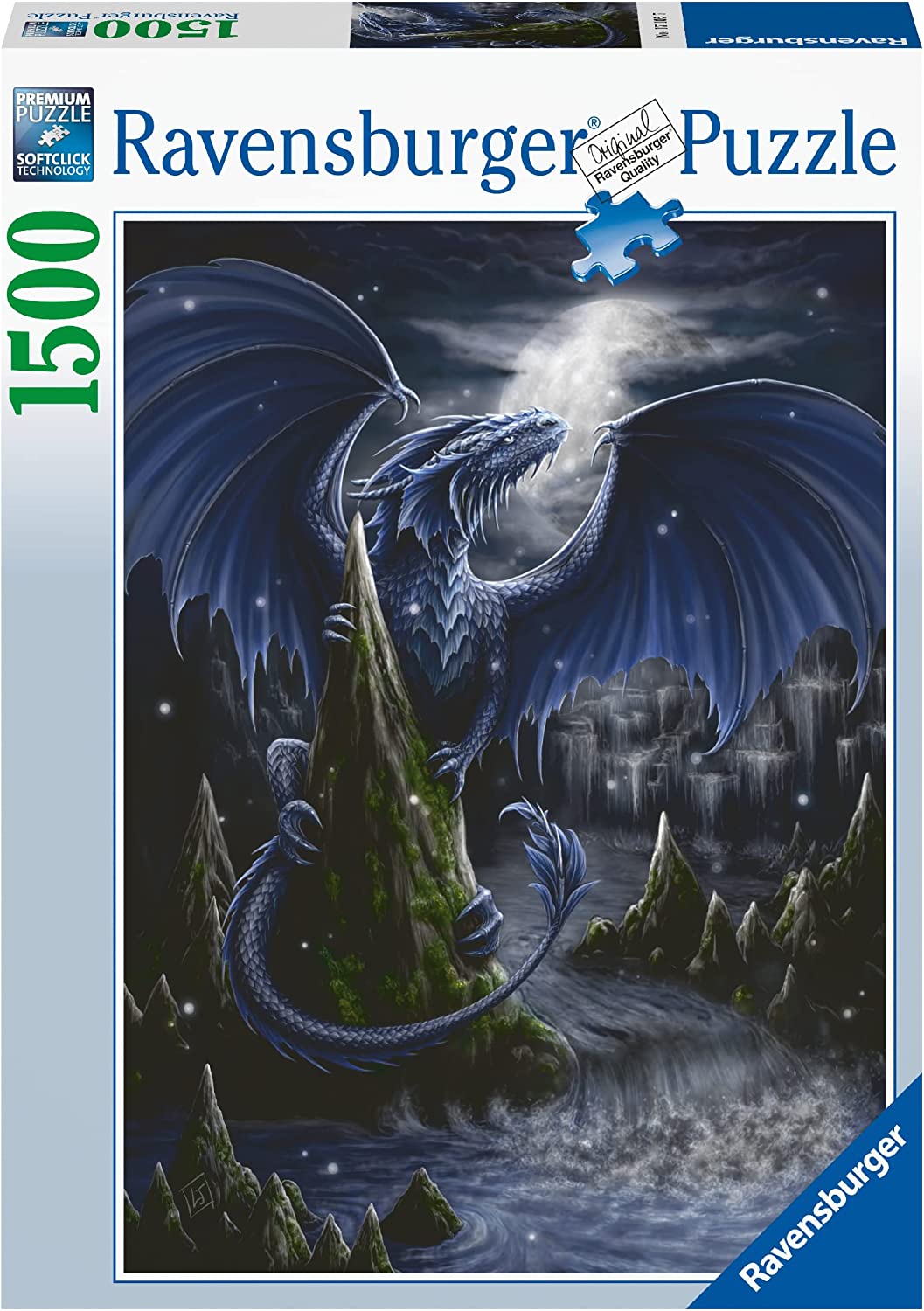 De donkerblauwe draak van SheBlackDragon, puzzel van 1500 stukjes