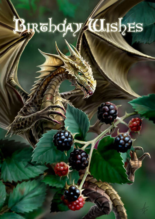 Blackberry Dragon by Anne Stokes, Greeting Card