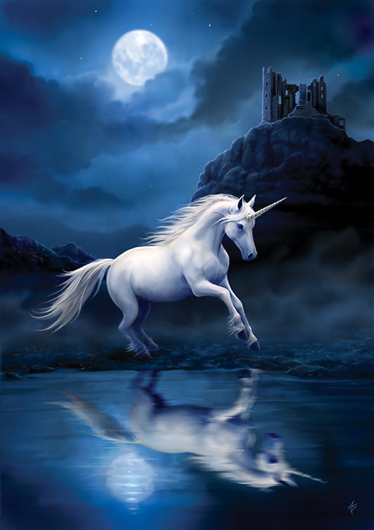Moonlight Unicorn af Anne Stokes, lykønskningskort