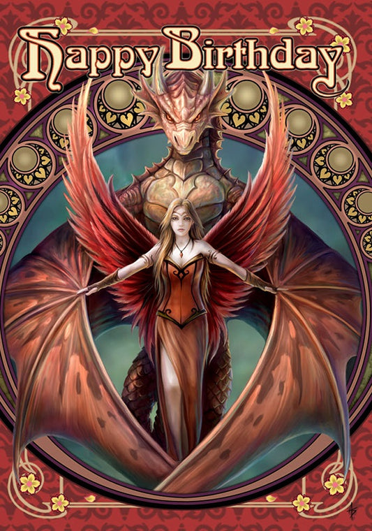 Copperwing by Anne Stokes, Greeting Card