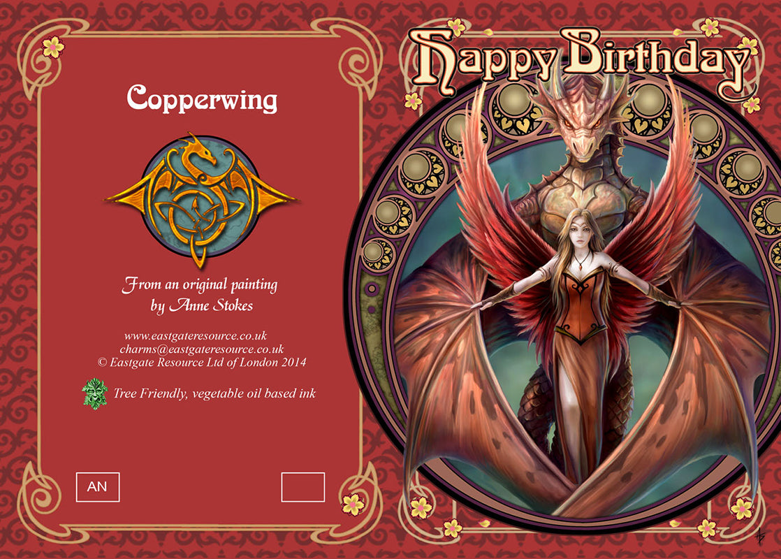 Copperwing by Anne Stokes, Greeting Card