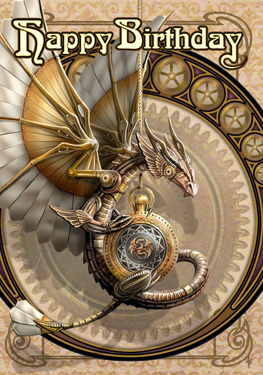 Clockwork Dragon by Anne Stokes, Greeting Card