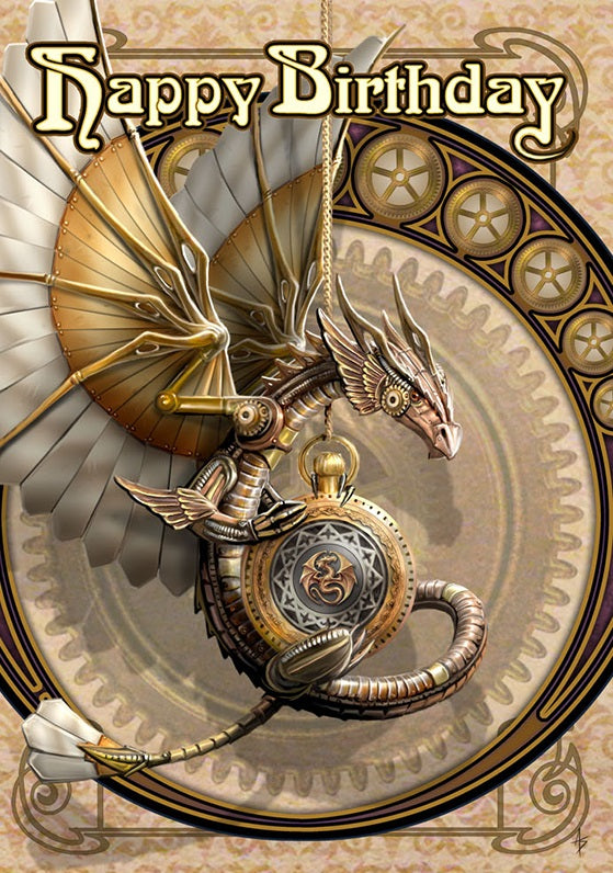 Clockwork Dragon af Anne Stokes, lykønskningskort