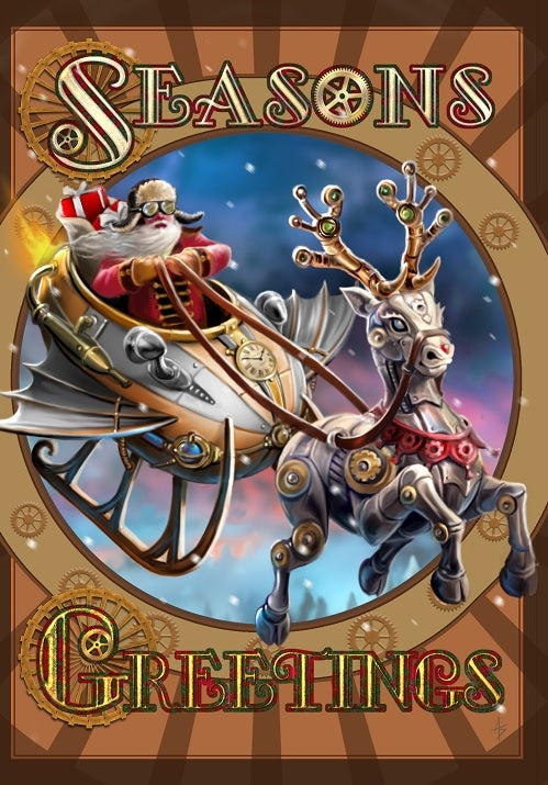 Steampunk Santa by Anne Stokes, Greeting Card