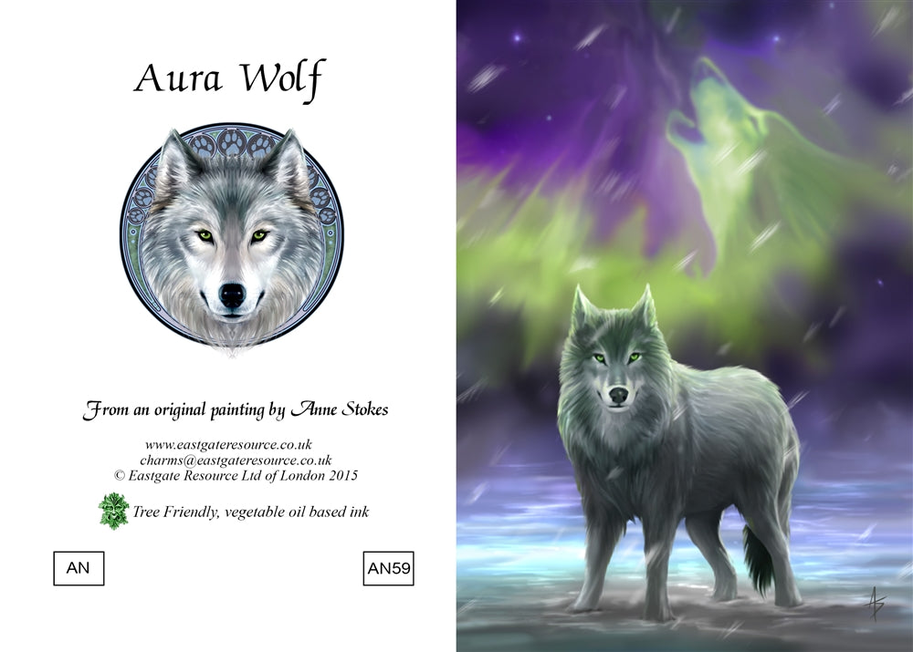 Aura Wolf by Anne Stokes, Greeting Card