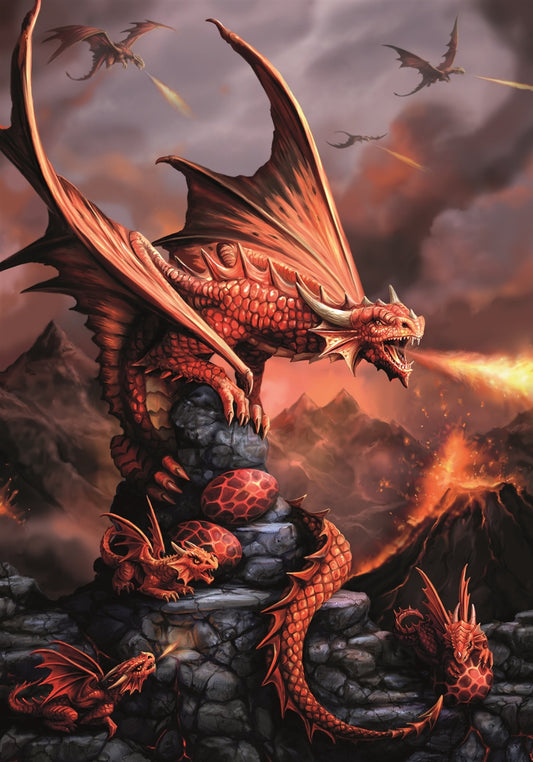 Draca Ignis (Fire Dragon) door Anne Stokes, wenskaart